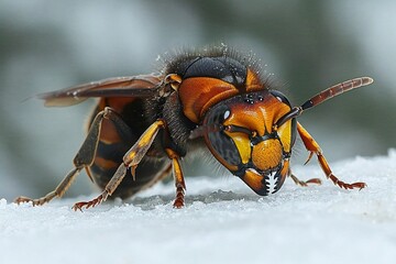Naklejka premium Asian giant hornet, also known as murder hornet, on a white background.