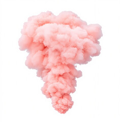 A captivating pink smoke blast fills the studio creating an abstract visual experience. On white background