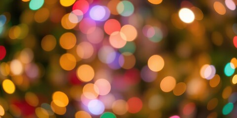 Obraz premium Colorful bokeh lights and glittering decorations creating a festive and abstract Christmas background, magical, lights