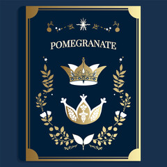 Fabulous vector cover with gold frame with floral pattern. Cover for children's book. Magic and enchantment. Enchanted and magic garden. Spells and curses. Royal family. Book cover.