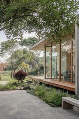 Modern Contemporary Home with Floor-to-Ceiling Windows and Beautiful Landscaping