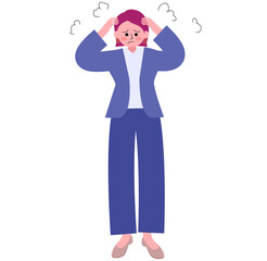 困惑しているスーツの女性の全身のイラスト