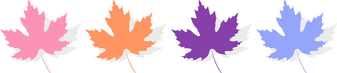 Maple leaf icons on transparent background. PNG illustration