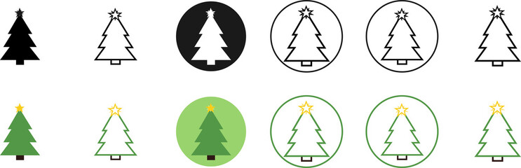 Obraz premium Christmas Tree icons, Xmas symbols on transparent background. PNG illustration