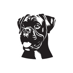 Boxer Dog Silhouette - Vector Of Boxer Dog - Boxer Dog Illustration.
