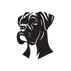 Boxer Dog Silhouette - Vector Of Boxer Dog - Boxer Dog Illustration.