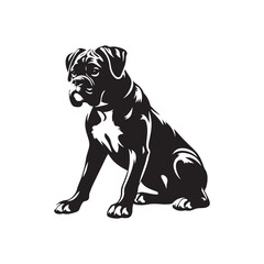 Boxer Dog Silhouette - Vector Of Boxer Dog - Boxer Dog Illustration.