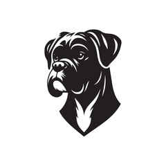 Boxer Dog Silhouette - Vector Of Boxer Dog - Boxer Dog Illustration.