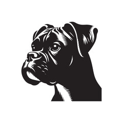 Boxer Dog Silhouette - Vector Of Boxer Dog - Boxer Dog Illustration.