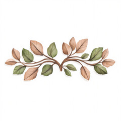 Naklejka premium A stunning decorative piece that brings nature indoors with elegant leaf designs. On white background