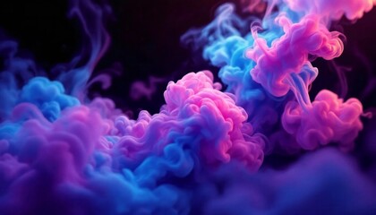 Fototapeta premium Colorful Smoke Clouds in Motion Against Black Background