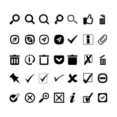 Search set of web icons. Magnifying glass icon collection.