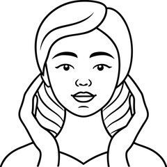 woman makes facial massage to rejuvenating