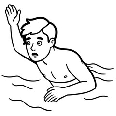 young man drown in water ask for help