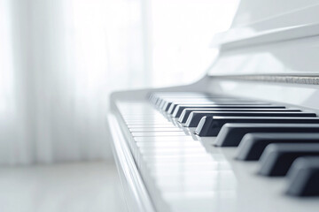 white piano keys, art and music concept background
