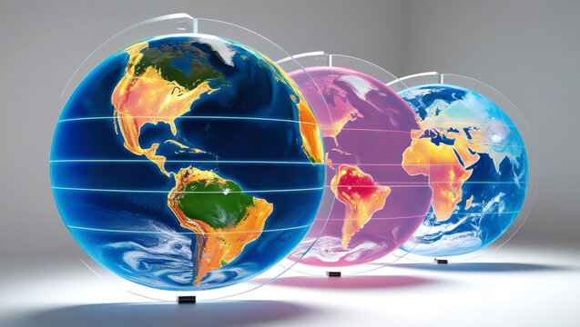 futuristic hologram of Earth showcasing regions of high carbon emissions, emphasizing global awareness and urgent need for mitigation efforts