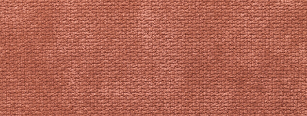 Fototapeta premium Texture brown color background from textile material with wicker pattern, macro. Structure vintage fabric cloth