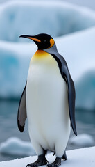 Obraz premium Close-up portrait of an emperor penguin standing on an ice floe