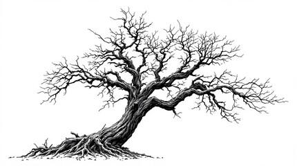 Obraz premium Gennemsigtig PNG tilgængelig leafless old spooky tree isolated on white or transparent