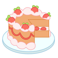 cake with strawberry illustration 
