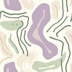 Naklejka premium Abstract design featuring organic shapes and flowing lines in muted colors on a light background pattern