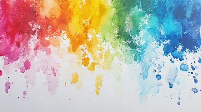 Rainbow watercolor border, school essentials decor, 3D illustration, creative sips colors, paint and sip deals copy space.