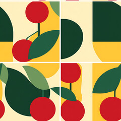 Colorful abstract design featuring cherry shapes and vibrant backgrounds in a modern style pattern