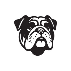 Minimal Silhouette of Bulldog - Vector Of Bulldog - Illustration Of Bulldog.