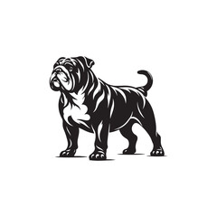 Minimal Silhouette of Bulldog - Vector Of Bulldog - Illustration Of Bulldog.