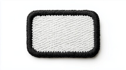 Black & White Embroidered Patch Mockup: Rectangular, Seamless Background