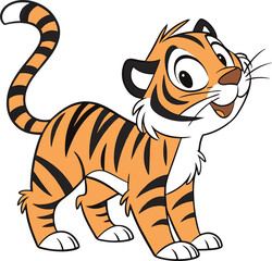Beautiful cartoon tiger Icon on white background