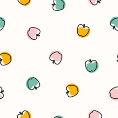 Seamless pattern with colorful doodle apples
