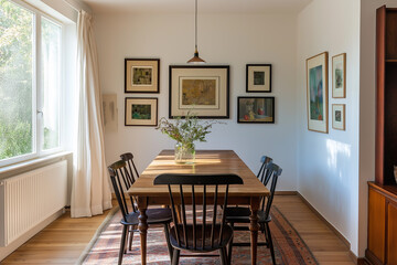 Fototapeta premium Modern style interior living room interior wooden table and chairs