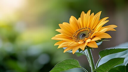 Vibrant sunflower blooming in a garden nature photography outdoor serenity close-up view