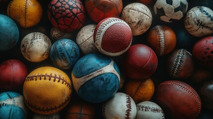A vibrant collection of various sports balls, showcasing different colors, textures, and patterns for sports enthusiasts.