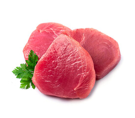 Tuna fish steaks fillet with parsley