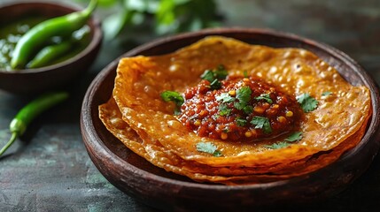 crispy bhakri with garlic chutney indian food