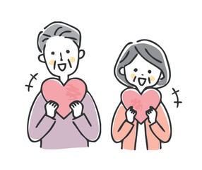 ハートを持っているシニア夫婦