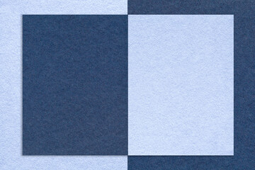 Fototapeta premium Texture navy blue and sky paper background with geometric shape and pattern, macro. Structure craft denim cardboard