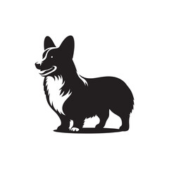 Cardigan Welsh Corgi Silhouette - Cardigan Welsh Corgi Vector - Illustration of Cardigan Welsh Corgi.