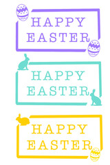 Set of vector stamps with 'Happy Easter' text in various designs