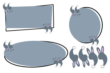 set vector quote box text easter, Empty speech bubble with quotation marks in the shape of an Easter bunny silhouette