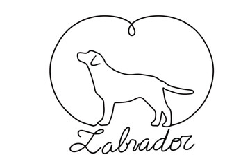 Vector of a Labrador dog silhouette inside a heart