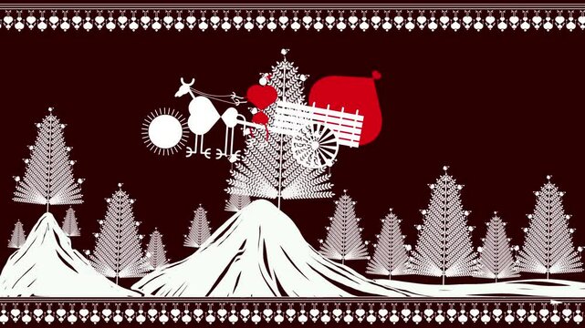 Happy Christmas, merry christmas warli art style cultural art, warli art