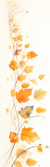 Fototapeta premium Orange watercolor leaves cascade gracefully on a delicate branch, ideal for autumn, art, design.