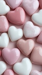Obraz premium Pink and White Heart Shapes: Romantic Decor