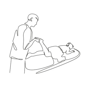 physiotherapist treating patient line art clip art preview