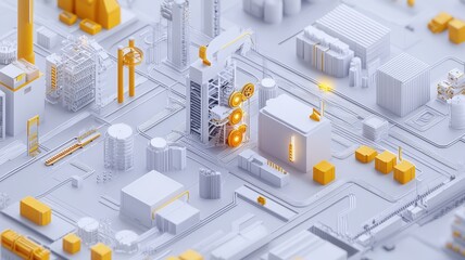Warehouse and Inventory management concept. Warehouse operations visualized with synchronized element.