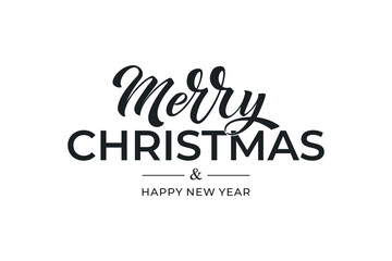 Merry Christmas and Happy New Year hand lettering calligraphy. Vector holiday illustration element. Typographic element for congratulations.