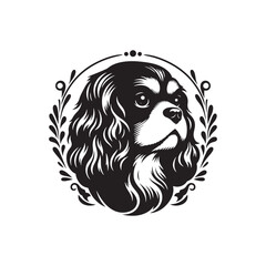 Minimalist Cavalier King Charles Spaniel Silhouette - Cavalier King Charles Spaniel Vector - Dog Illustration.